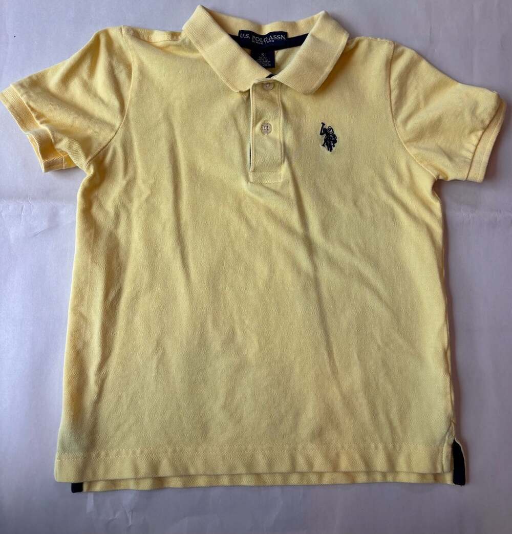 U.S. Polo Assn. Pique Polo Shirt Size (6-7) Yellow Short Sleeve